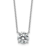 14k White Gold 2 carat Certified Lab Grown Diamond VS/SI+ G+ Round Complete Four Prong 18 inch Solitaire Necklace